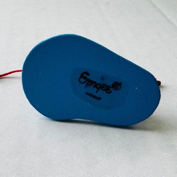 Vintage Emgee Hawaii Wood Christmas Ornament Santa Fishing Boat JOY Wreath RARE - Picture 5 of 10